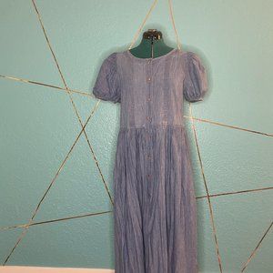 Vintage 1990s Laura Ashley Chambray Denim Maxi Dress